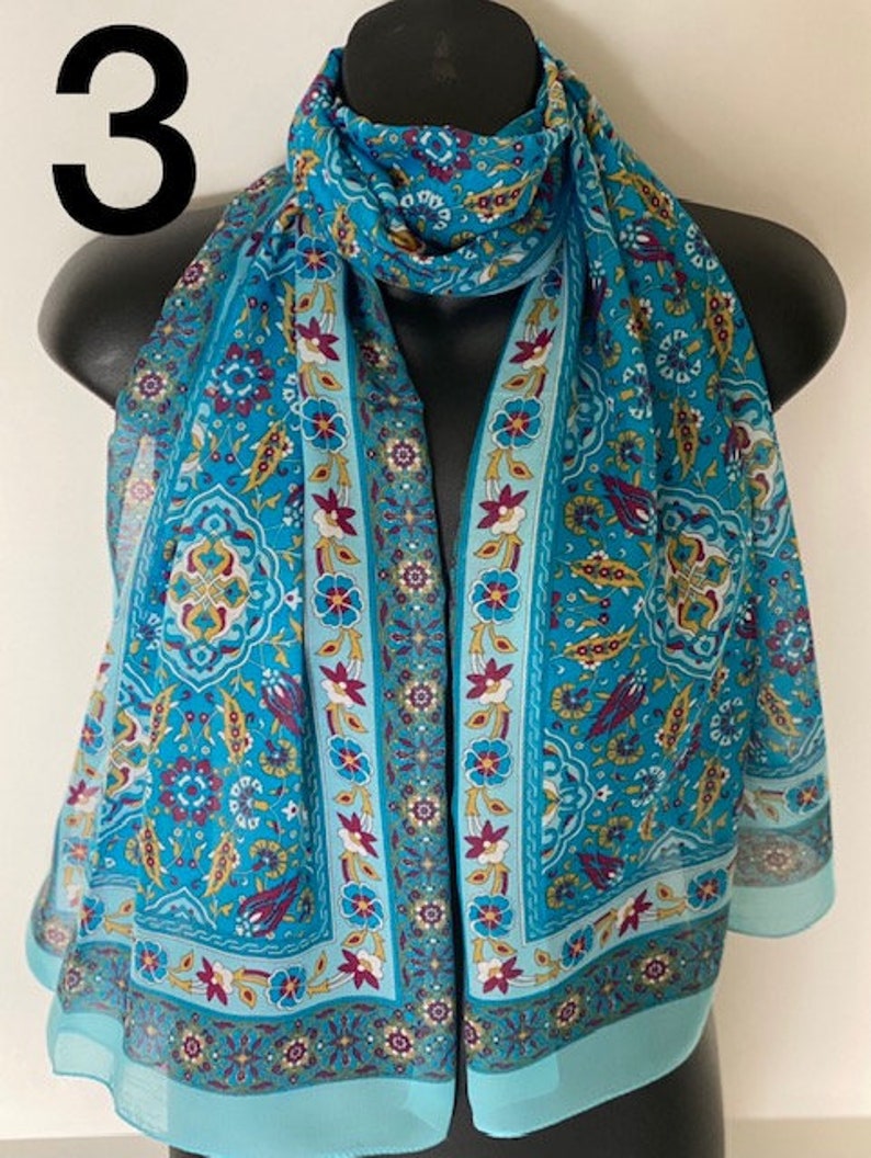 Multi Pattern Scarf, Traditional Design, 154*56 cm, %100 Cotton Shawl, Gift for Her, Soft Scarves, Headband, Unique Accessories image 3