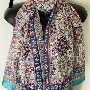 Multi Pattern Scarf, Traditional Design, 154*56 cm, %100 Cotton Shawl, Gift for Her, Soft Scarves, Headband, Unique Accessories image 7
