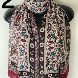 Multi Pattern Scarf, Traditional Design, 154*56 cm, %100 Cotton Shawl, Gift for Her, Soft Scarves, Headband, Unique Accessories image 2