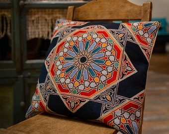 Housse de coussin au design géométrique, coussin décoratif, taie de coussin, coussin en lin, cadeau pour elle, taie d'oreiller 16,5 x 17 po, oreiller tissé