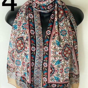 Multi Pattern Scarf, Traditional Design, 154*56 cm, %100 Cotton Shawl, Gift for Her, Soft Scarves, Headband, Unique Accessories image 4