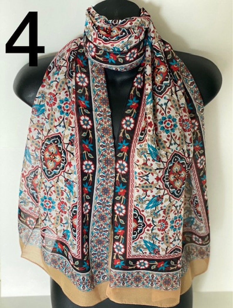 Multi Pattern Scarf, Traditional Design, 154*56 cm, %100 Cotton Shawl, Gift for Her, Soft Scarves, Headband, Unique Accessories image 4