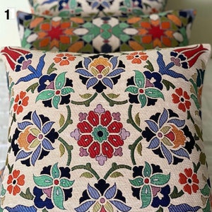 Floral Design Cushion Cover, Bloomy Decorative Pillow, Sofa Armchair Cushion Cover, Pillow Cover 16.5&#39;&#39;x17&#39;&#39;, Woven Throw Pillow