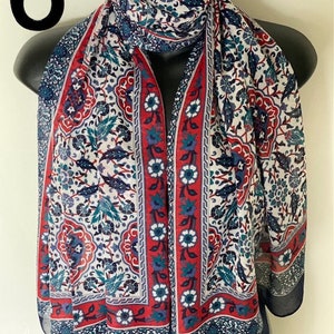 Multi Pattern Scarf, Traditional Design, 154*56 cm, %100 Cotton Shawl, Gift for Her, Soft Scarves, Headband, Unique Accessories image 6