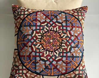 Housse de coussin au design géométrique, coussin décoratif, taie de coussin, coussin en lin, cadeau pour elle, taie d'oreiller 16,5 x 17 po, oreiller tissé
