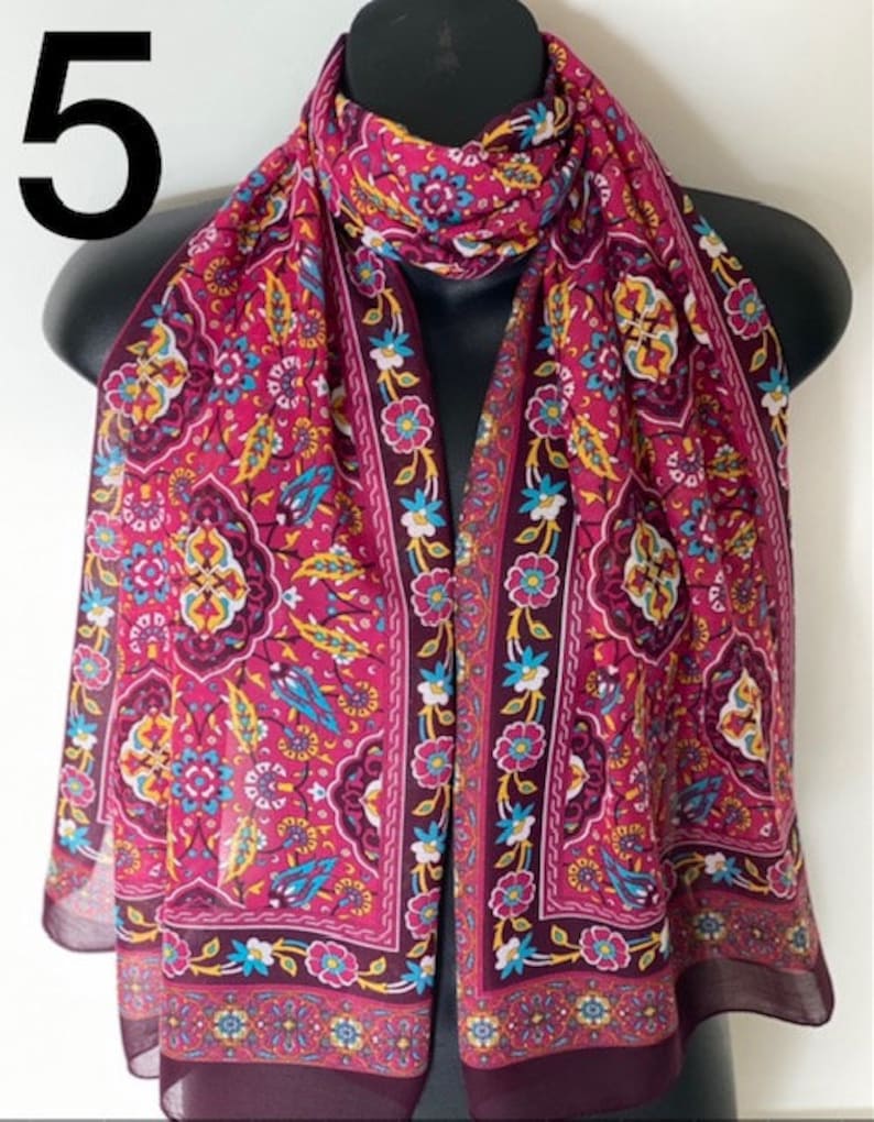 Multi Pattern Scarf, Traditional Design, 154*56 cm, %100 Cotton Shawl, Gift for Her, Soft Scarves, Headband, Unique Accessories image 5