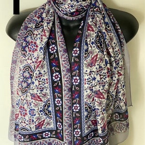 Multi Pattern Scarf, Traditional Design, 154*56 cm, %100 Cotton Shawl, Gift for Her, Soft Scarves, Headband, Unique Accessories image 1
