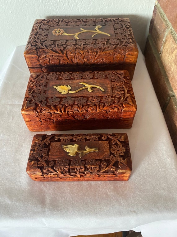 Hand carved nesting boxes