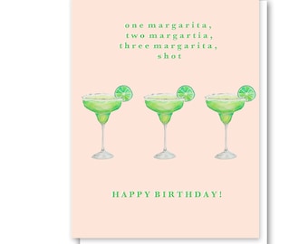 Birthday Card for Margarita Lover | Watercolor Drink Card | Happy Birthday Card for Her | Card for Twenty First Birthday | Birthday Shots