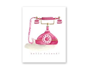 Pink Greeting Card for Friend, For Her | Grand Millennial | Saying Hi Card | Any Occasion Card | Greeting Card for Girlie Girl, Cute