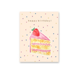 Carte de voeux joyeux anniversaire | Carte de gâteau d'anniversaire pour fille | Tranche de gâteau | Gâteau Confettis