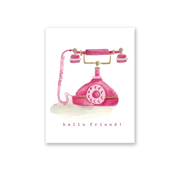 Just Because Greeting Card | Taylor Swift Greeting Card | Grand Millennial | Saying Hi Card | Any Occasion Card | Pink Vintage Telephone