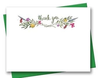 Thank You Card Set | Wildflower Cards | Garden Party Greeting Card Set | Bridal Shower Thank You Cards | Baby Shower Thank You Cards