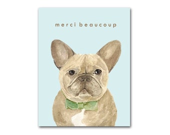 Greeting Card | Thank You Card | French Bulldog Card | Merci Beaucoup card