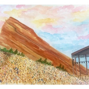 Red Rocks Colorado Print | Red Rocks Amphitheater Painting | Watercolor Art Print | Red Rocks Concert Wall Art | Home Decor