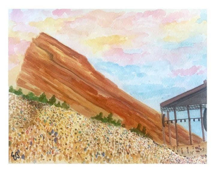 Red Rocks Artistic Design Red Rocks Colorado Art Print | Red Rocks Amphitheater Painting ...
