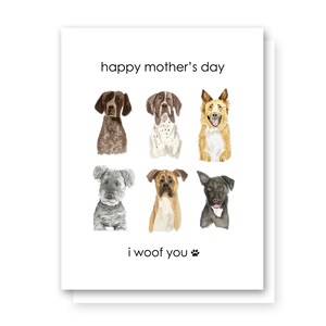 Hundemama Muttertag Grußkarte | Ich Wuff Dich | Alles Gute zum Muttertag | Welpen Mama | Aquarell Karte