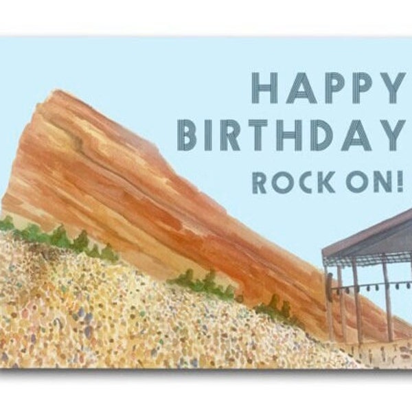 Greeting Card | Red Rocks Birthday Card | Rock On Birthday Card | Music Theme Birthday Card