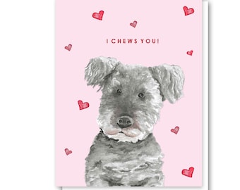 Valentine's Day Card for dog lover | Dog Mom Valentine's Day Card | Cute dog I Chews You Love Card | Valentine Day card for kid