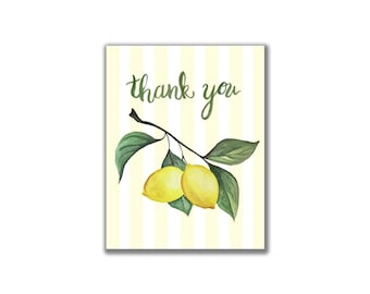 Thank You Card Watercolor | Italian Citrus Greeting Card | Lemon Watercolor Thank You Card | Cute Thank You Card for friend | Fruit card