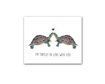 Valentine's Day Card for turtle lover | Turtley In Love With You Greeting Card | Cute Pun Turtle Greeting Card | Anniversary Love Card