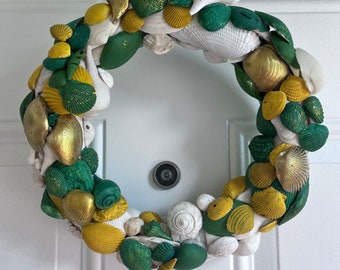 Patrick's Day Decor-Unique Door Wreath-House Warming Gift-Irish Gifts-Irish Decor-Irish Wreath-Shell Wreath-Door Wreath-Hanging Wreath