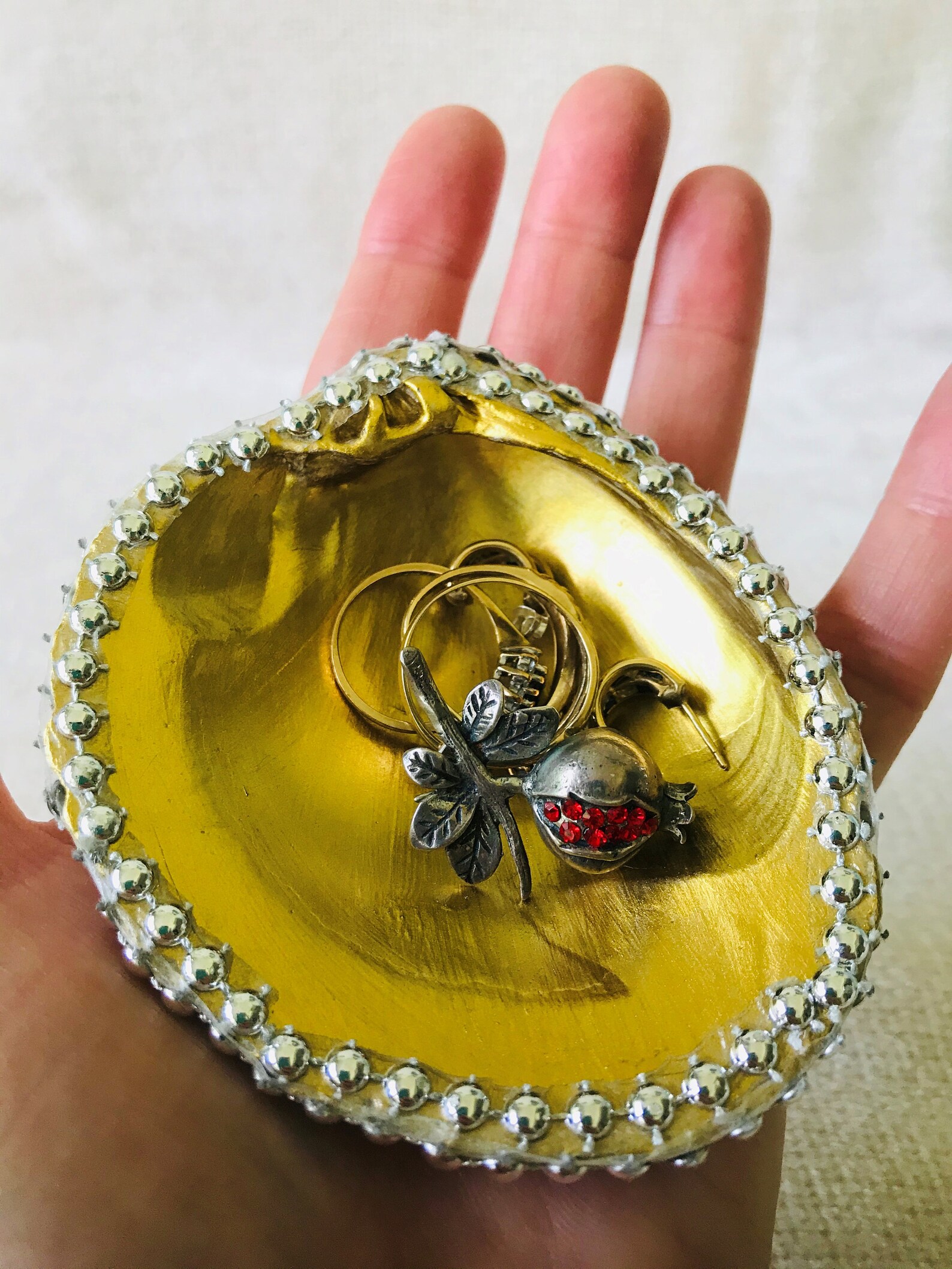 2 Gold Trinket Dishes Trinket tray Ring Dish Jewellery Etsy