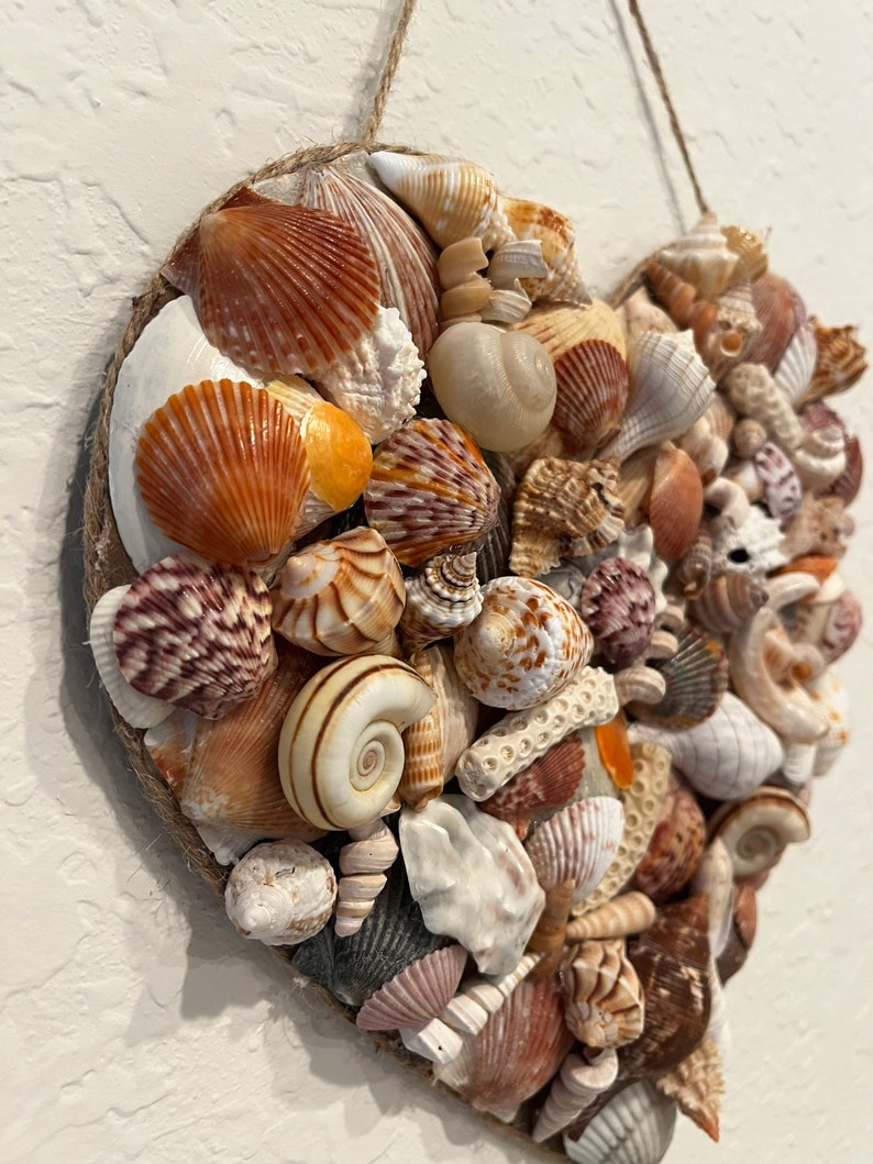 Holiday Gift Ideas-Wall Art-Heart Shell Art-Heart Of Shells-Beach Decor-Home Decor-Bathroom Decor-Kid's Bedroom-House Warmer-Valentines Day image 3