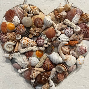 Holiday Gift Ideas-Wall Art-Heart Shell Art-Heart Of Shells-Beach Decor-Home Decor-Bathroom Decor-Kid's Bedroom-House Warmer-Valentines Day image 1