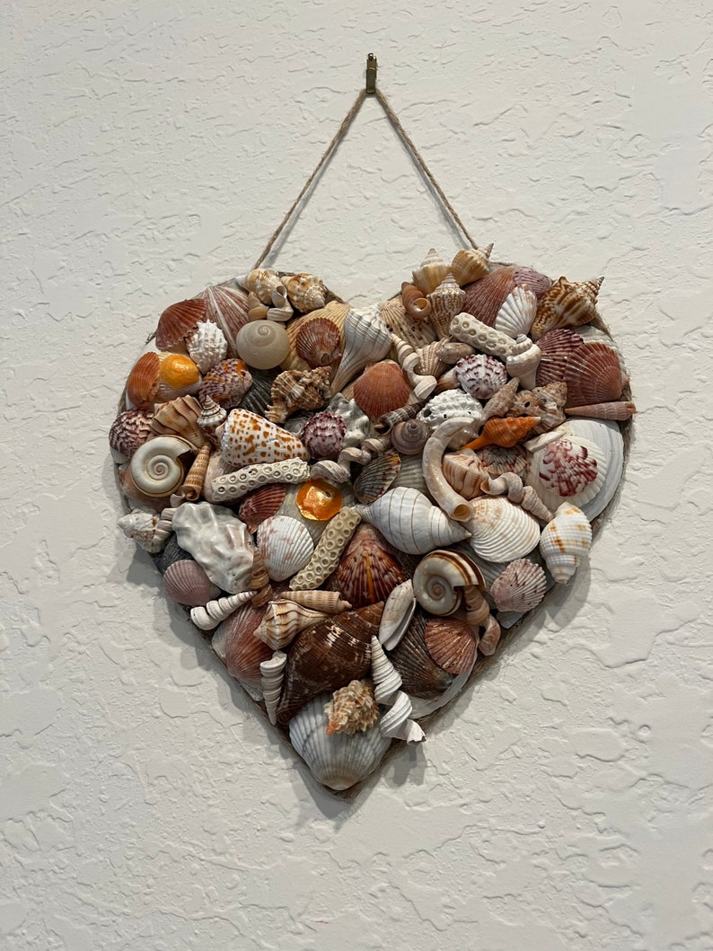 Holiday Gift Ideas-Wall Art-Heart Shell Art-Heart Of Shells-Beach Decor-Home Decor-Bathroom Decor-Kid's Bedroom-House Warmer-Valentines Day image 5