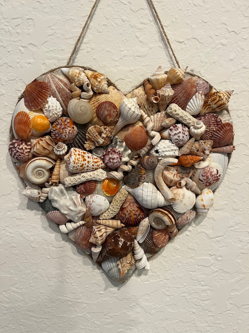 Holiday Gift Ideas-Wall Art-Heart Shell Art-Heart Of Shells-Beach Decor-Home Decor-Bathroom Decor-Kid's Bedroom-House Warmer-Valentines Day image 7