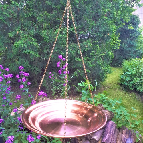 Solid Copper Bird Bath Hanging Bird Bath Metal Bird Bath Etsy