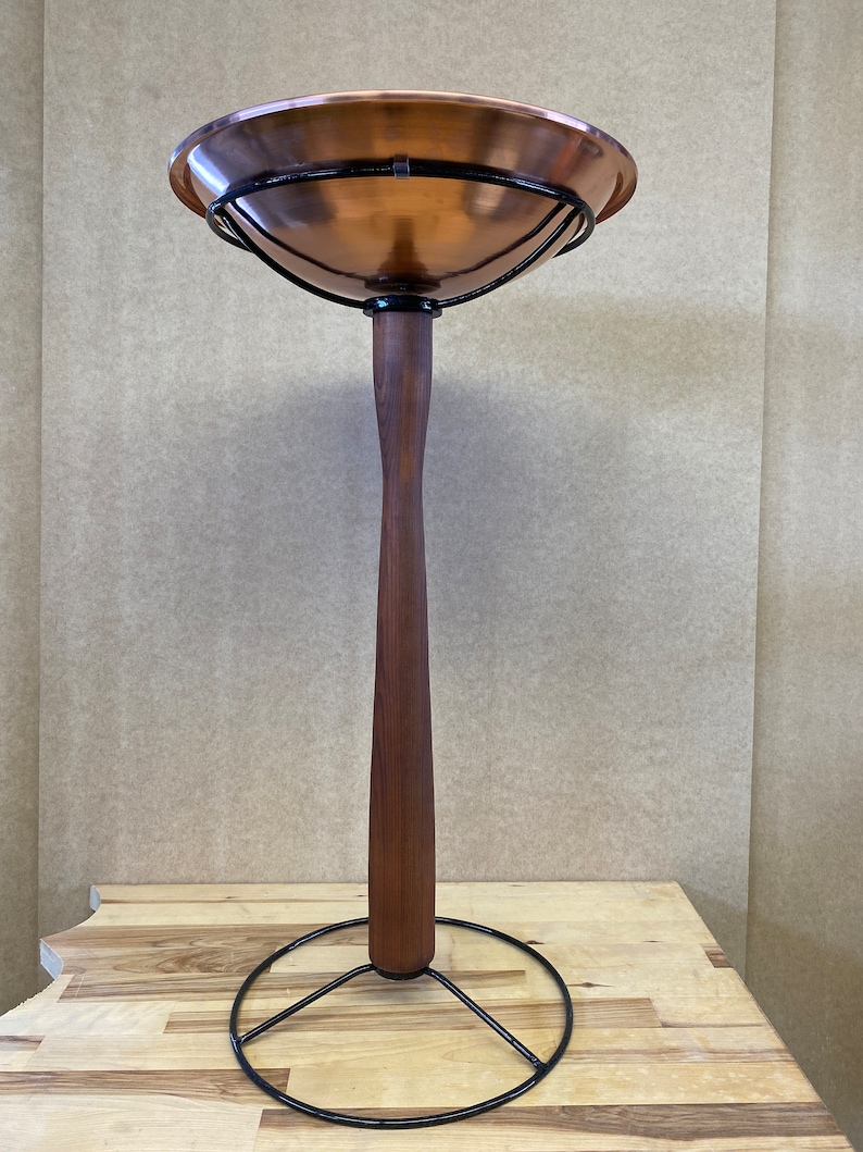 Pure Copper Bird Bath With Wood Post Etsy