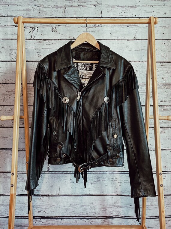 Vintage Leather Fringe Jacket w/Conchos
