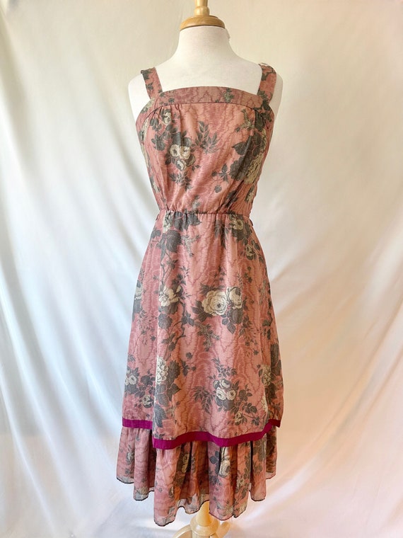 Vintage Two Tiered Purple Rose Dress - image 1