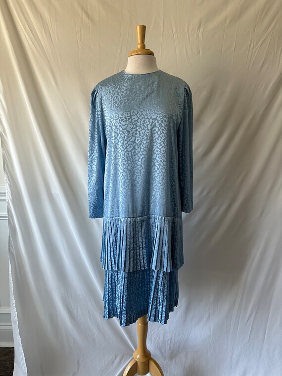 1980s Henry Lee Blue Animal Print Dress - image 2