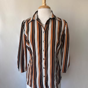 90s Brown Tone PinStripe Blouse