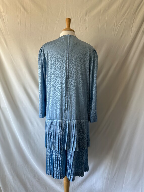 1980s Henry Lee Blue Animal Print Dress - image 4