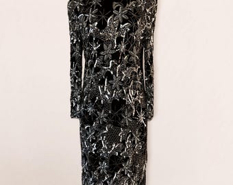 Vintage Honey Comb and Star Beaded Holiday Dress