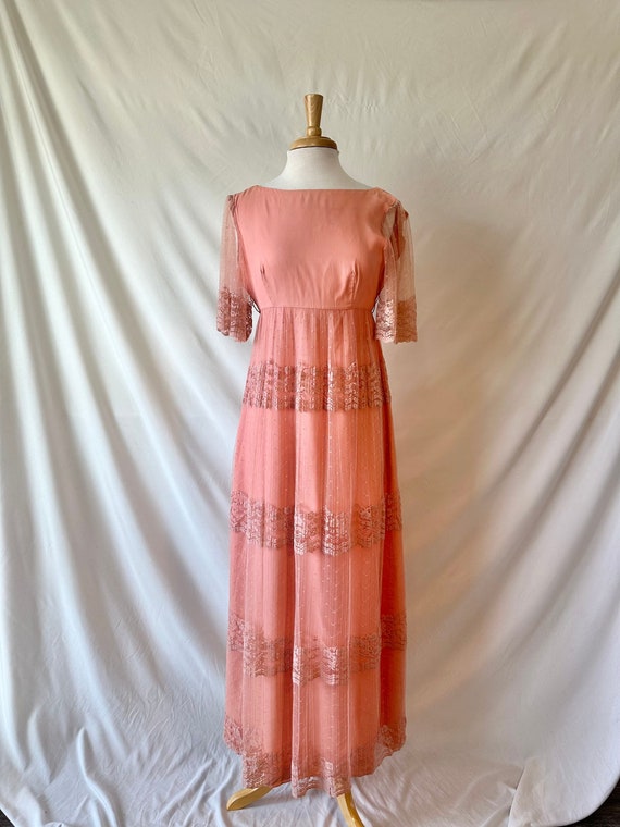 1960s Coral Pink Formal Maxi