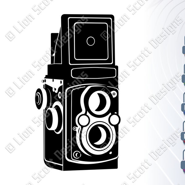 Vintage Twin Lens Reflex Camera Vector Design / Descarga digital / EPS, SVG, DXF y más!