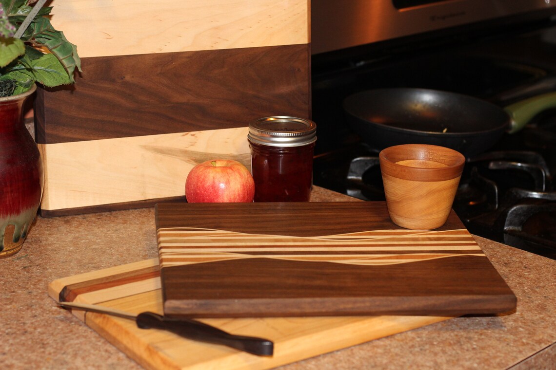 Woven Cutting Board Made from Maple Cherry and Walnut Etsy