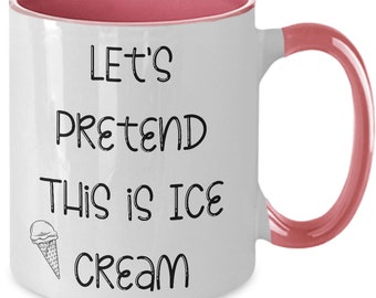 Ice Cream Lovers Two Toned Mug, Coffee Cup for Ice cream enthusiasts, ice cream gifts for best friend, eat ice cream, national ice cream day