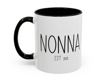 Nonna Coffee Mug, Two-Toned Grandma Gift, Established 2021
