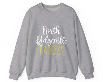 Sudadera de los Rangers de North Ridgeville, cuello redondo Ranger Pride, sudadera unisex de mezcla gruesa con cuello redondo, espíritu comunitario escolar, ropa Ranger