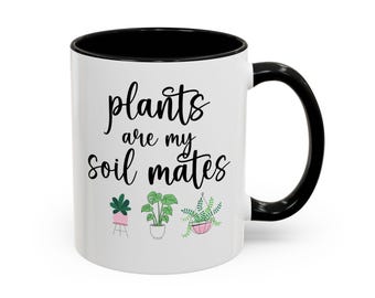 Taza de café bicolor para amantes de las plantas, regalo divertido para jardineros, taza para entusiastas de las plantas de interior, regalo de cumpleaños para jardineros, las plantas son mi tierra