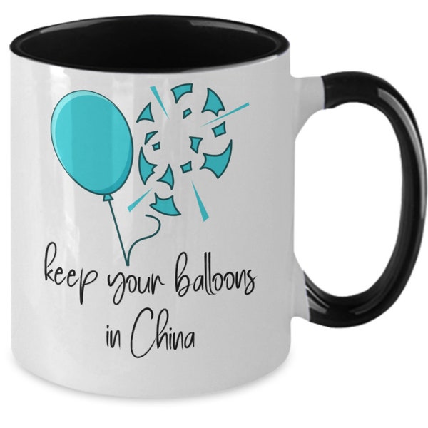 Funny chinese weather balloon mug, chinese balloon two toned coffee cup, trending political topics, political satire gifts for friends an...