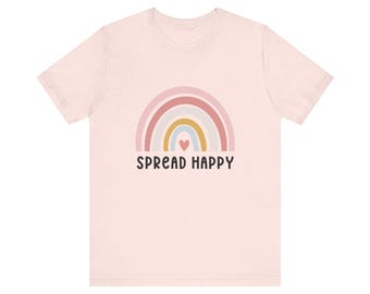 Camiseta gráfica "Spread Happy", ropa alegre, regalos novedosos para amigos y familiares, camiseta unisex de manga corta.
