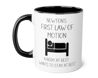 Taza divertida de física, Primera ley del movimiento de Newton, Agradecimiento al profesor de ciencias, Taza de 325 ml