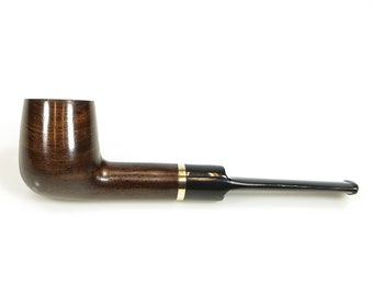 Handmade Ebony Billiard Tobacco Pipe, Acrylic Stem (9mm Filter)